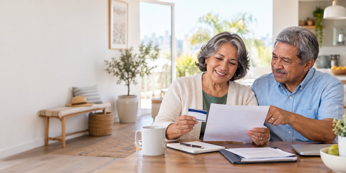Older couple preparing together for a first primary-care appointment
